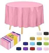 24 Pack Premium Round Pink Plastic Tablecloth - 84 x 84 in. Disposable Round Plastic Table Cloth ...