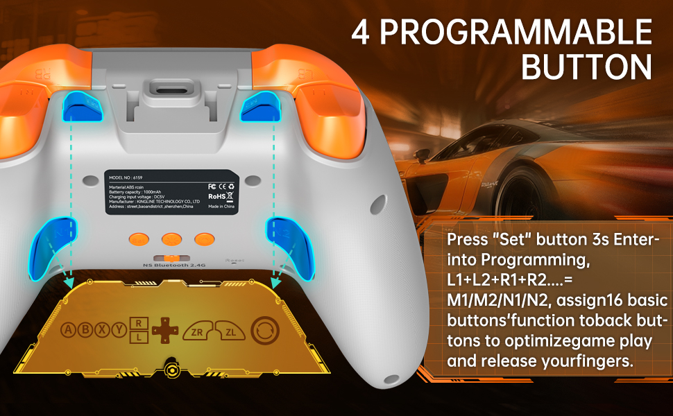 wireless gaming controller with programmable