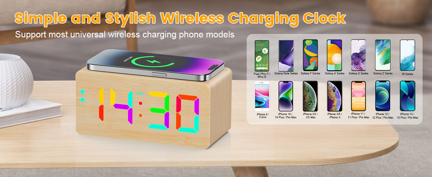 wireless charging clock