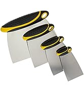 Custom Shop 4-Piece Set of Carbon Spring Steel Body Filler and Putty Spreaders/Scraper Set with H...