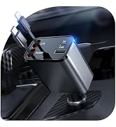 60W Retractable Car Charger, 4-in-1 Fast Car Phone Charger with 2.6ft Two Retractable Cables and ...
