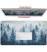 AQQA Forest Leather Desk Pad Protector,Large XXL Mouse Pad,Office Desk Mat, Non-Slip PU Leather D...