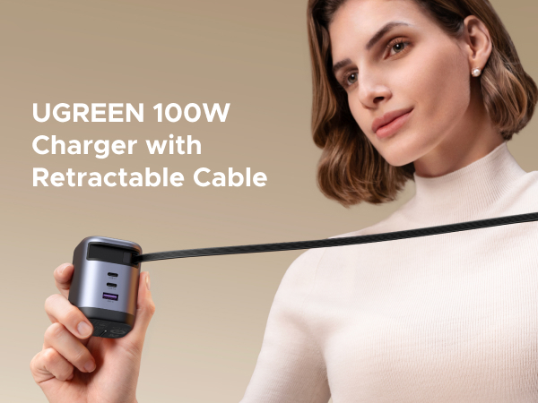 UGREEN 100W Retractable USB C Charger 4-Port