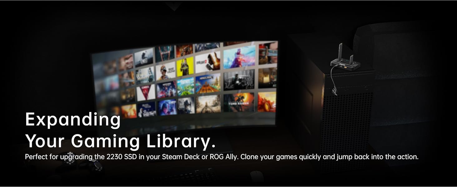 Gaming Expansion Kit Compatible with Steam Deck ROG Ally for Cloning 2230 NVMe SSD Storage Drives.