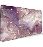Pink Marble Extended Gaming Mouse Pad Non-Slip Rubber Base Purple Large Mousepad 35.4×15.7in with...