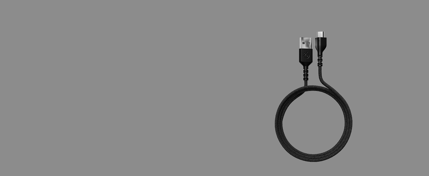 -Super mesh cable coiled into a circle with 1 USB end and 1 micro-USB end