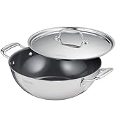 Tramontina Utsava Tri-Ply Clad Stainless Steel 4-Quart Kadai with Lid and Ceramic Non Stick Inter...