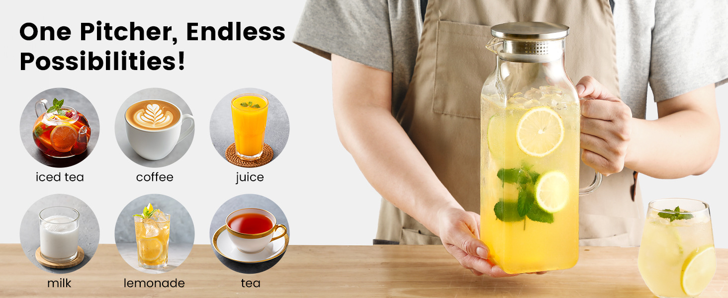 Square Glass Pitcher with Lid