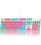 Ussixchare Full Size Mechanical Gaming Keyboard, Creamy Sounding Keyboard with Number Pad, 104 Ke...