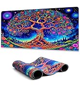 Manicer Vibrant Tree of Life Mouse Pad, Blacklight Gaming Extended Large Desk Pad, UV Reactive Lo...