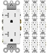BESTTEN 20 Amp Decorator Wall Receptacle Outlet, Tamper-Resistant, 20A/125V/2500W, Residential &amp; ...