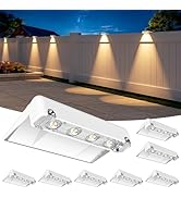 NIORSUN Solar Fence Lights Outdoor 8 Pack, IP65 Waterproof Large Size LED Solar Deck Lights with ...