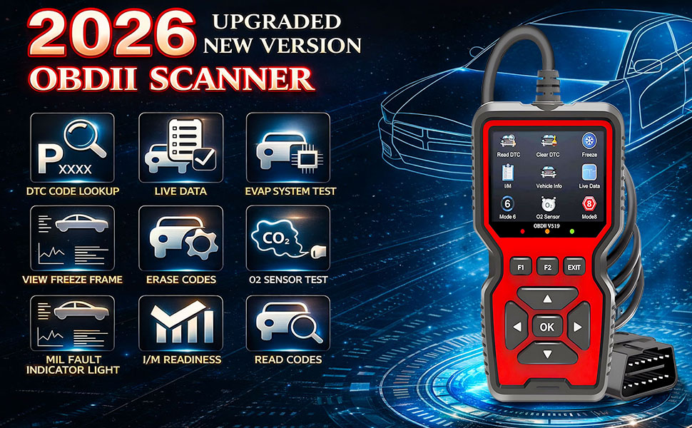 OBD2 V519 Automotive Scanner Code Reader with Live Data and Check Engine Light Reader