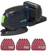 ZEITE 20V 2.0Ah Detail Sander Cordless, 13,000 OPM, 12Pcs Sanderpapers, Finger Sanding Design for...