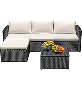 Devoko 4 Piece Patio Furniture Sets Sectional Adjustable Conversation Set All-Weather Outdoor PE ...