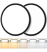 2-Pack Flush Mount LED Ceiling Light Fixtures Black, 12Inch Dimmable Ceiling Lamp 2700K/3000K/400...