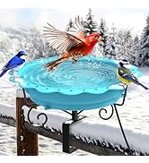 Jvgoo Heated Bird Bath for Deck Railing, Powerful 100W Thermostatically Controlled Heated Bird Ba...
