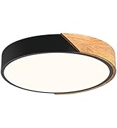 Vikaey Modern Dimmable LED Ceiling Light, Minimalist Wood Style 5CCT 2700K-6000K Flush Mount Ceil...