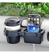 GDQ 4-in-1 Car Window Organizer - Clip-On Cup Holder &amp; Phone Mount with Hooks | No Drill Universa...