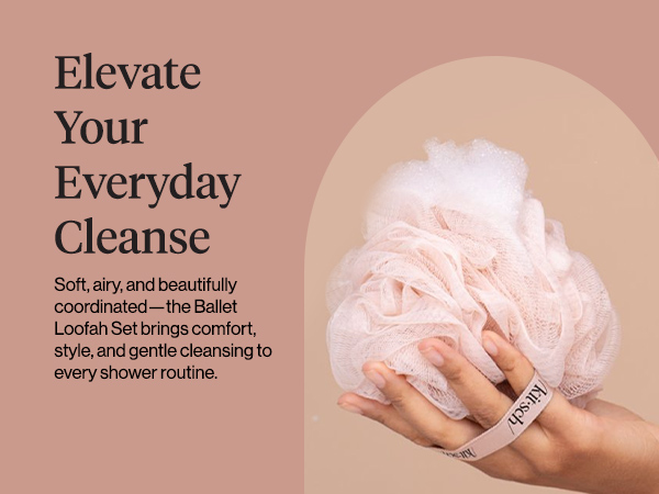 Kitsch Shower Loofah – Soft Mesh Body Scrubber &amp;amp; Bath Sponge for Daily Gentle Cleansing