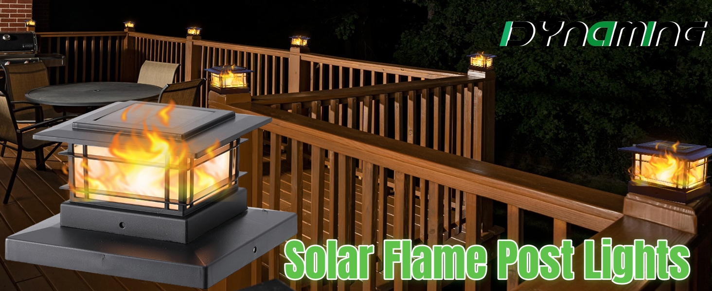 Solar Flame Post Lights