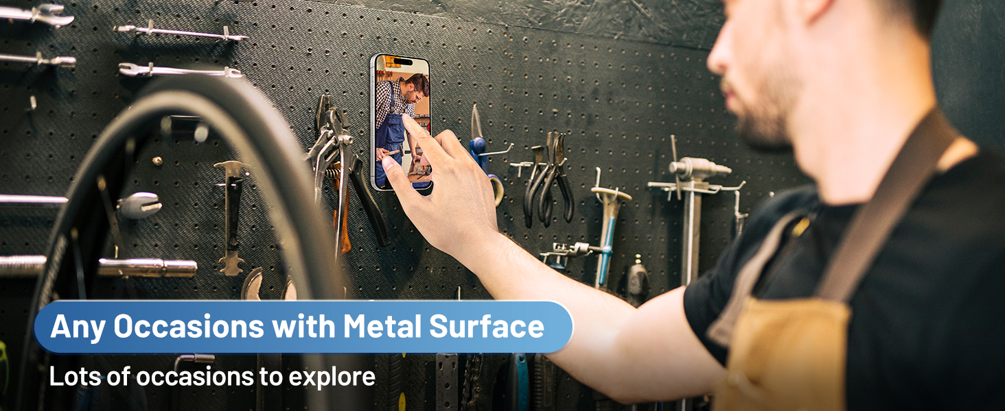 use the ring holder to attach on any metal surface on various occasion for convenient use