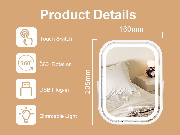 small mirror with lights