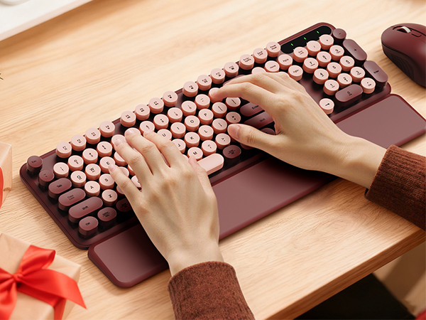Boost your home office style with this retro wireless keyboard. Magnetic wrist rest ensures comfort