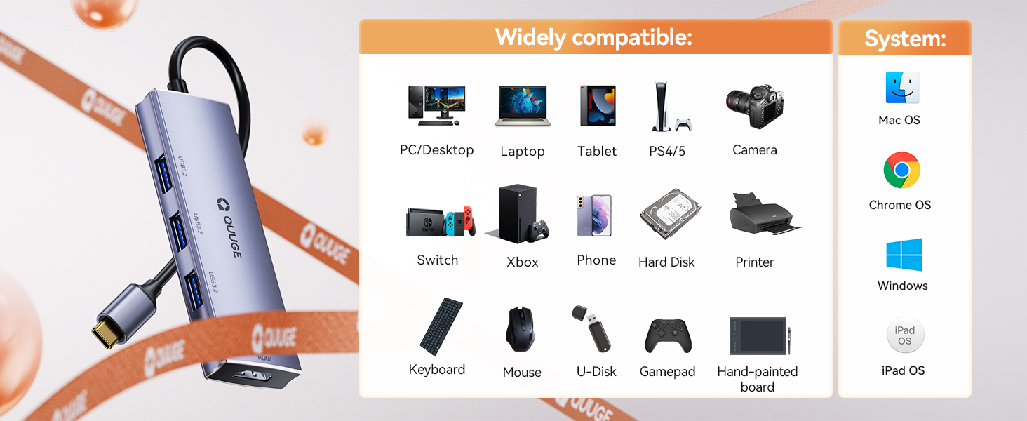 USB3.0 USB C HUB with 4K HDMI