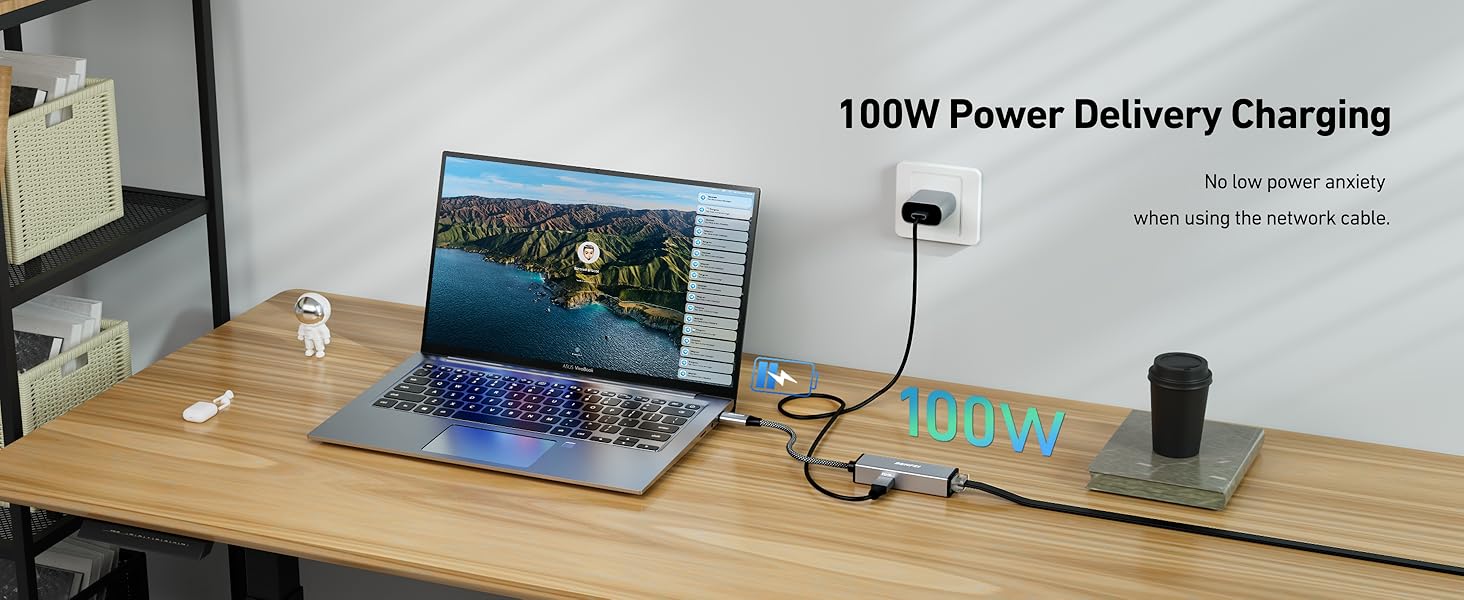 USB C to Ethernet + Power Delivery