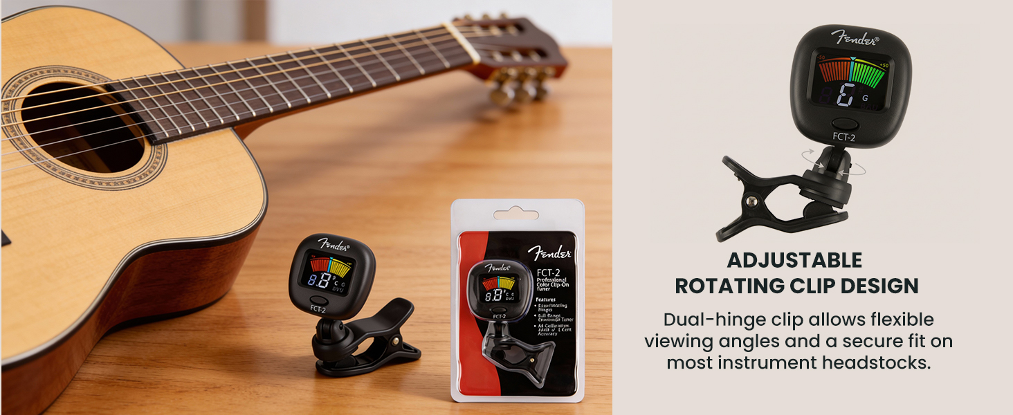 Fender FCT-2 Professional Multi-Instrument Clip-On Tuner for Guitar