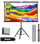 60" Projector Screen with Stand,Projection Screen with Black Backing,16:9 HD Premium Wrinkle-Free...