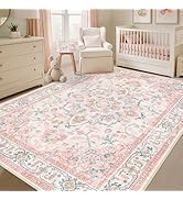 CAPALOCA Machine Washable Rugs Nursery Rug 5x7 Cute Girl Non Slip Low Pile Water Repellent Soft P...