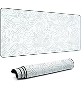 dagaladoo Topographic map XXL White Mousepad Rubber mat Desk pad Gaming Extended Stitched Non-Sli...