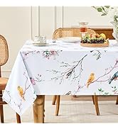 Romanstile Spring Rectangle Vinyl Tablecloth, 100% Waterproof Oil-Proof Plastic Table Cloth, Heav...