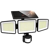 UME Solar Outdoor Lights 302 LED 3000LM, IP65 Waterproof Motion Sensor Outdoor Lights, 3 Heads So...
