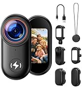 4K Mini Body Camera with 64GB Card, 1.47" Display Wearable POV Camera, Action Camera with Magneti...