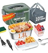 IFENROL Electric Heated Lunch Box for Adults with 1.8L Container, ON/OFF Power Switch &amp; 0.6L Doub...