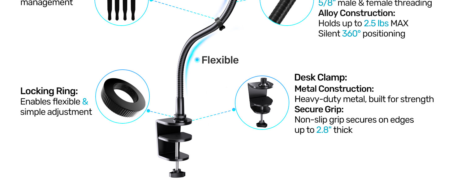 gooseneck microphone stand with desk clamp