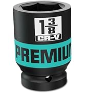 1" Drive Deep 6 Point Impact Socket, 1-3/8 '' Deep Socket, SAE, CR-V, Color-Coded for Auto Repair...