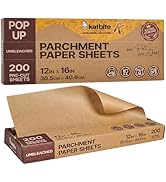 Katbite Parchment Paper Sheets Pop-Up 200 PCS, 12x16 Inches Precut Unbleached Baking Parchment, N...