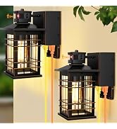 Porch Lights with GFCI Outlet, 2-Pack Motion Sensor Dusk to Dawn Waterproof Outdoor Lights, 3 Mod...