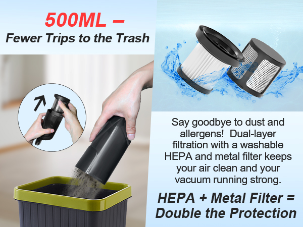 Large-capacity dust collection cup,HEPA filter element