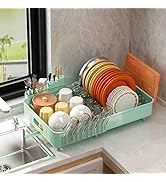 ADBIU Large Dish Drying Rack with Drainboard Set(12.8" - 20") Expandable Compact Dish Drainer, 1 ...