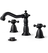 FORIOUS Matte Black Bathroom Faucets 3 Hole 2 Cross Handles Vintage RV Bathroom Sink Faucet, Anit...