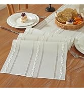 Niviy Beige Boho Cotton Linen Table Runner, Farmhouse Woven Table Runners Spring Holiday Kitchen ...