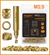HANGLIFE M2.5 Heat-Set Threaded Inserts with Insert Tip, Heat Set Insert for 3D Printing Componen...