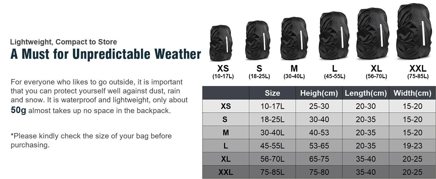 rain cover for fairview 85L backpack motorcycle bag rain cover reflective waterproof 75L