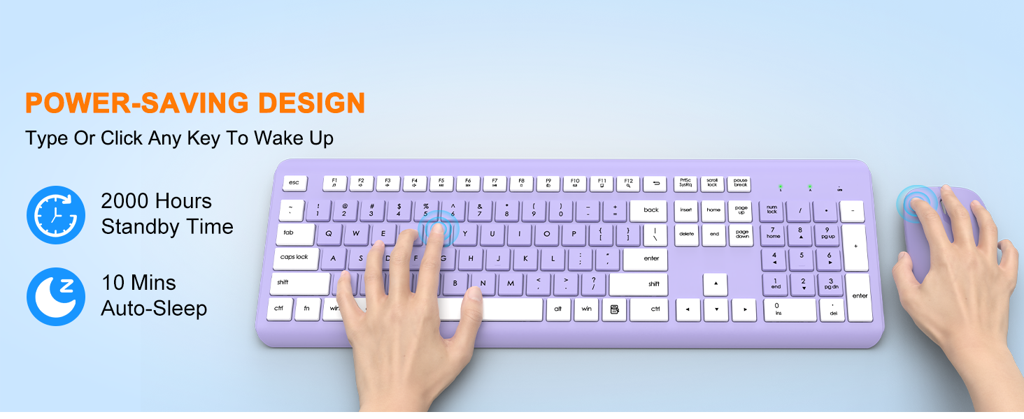 Wireless Keyboard and Mouse Combo, Full Size Silent Ergonomic Keyboard Mouse