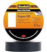 3M Scotch Vinyl Electrical Tape Super 88, 3/4 in x 36 yd (108 ft), Black, 1 Long Roll, Premium Gr...
